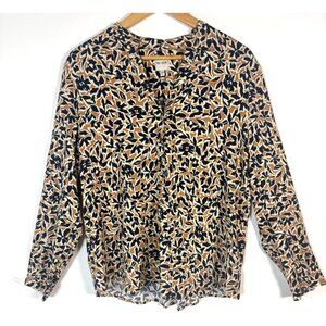 Nic+Zoe Floral Blouse Large NWT ($158) Neutral Botanical Long Sleeve Flowy Soft
